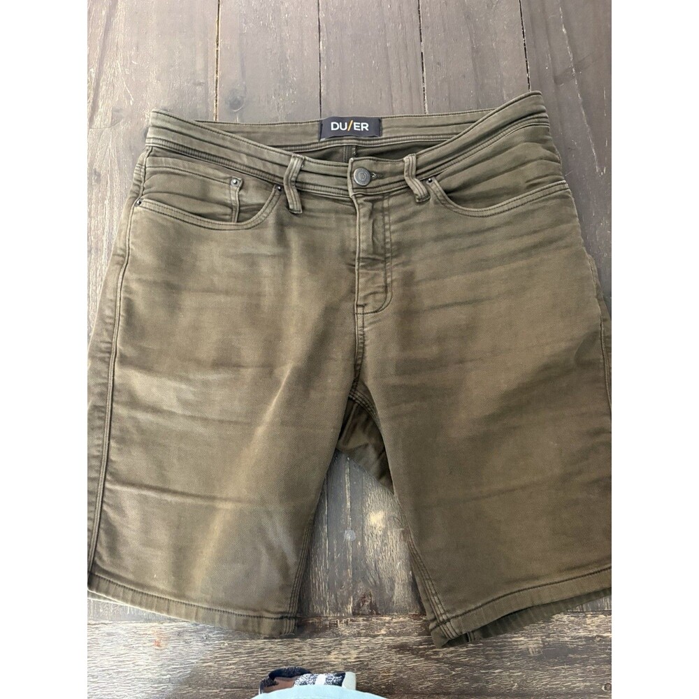 DUER DU/ER Mens Shorts N2X Slim Fit Performance Commuter 32 Green